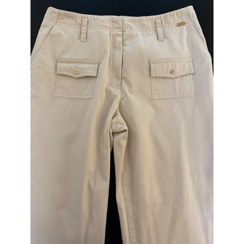 St. John Sport by Marie Gray Cropped Pants Size‎ 6 Beige Luxury Chino Zipper Hem